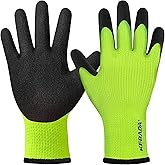 Kebada T3 Winter Work Gloves for Men and Women, Warm Knit Cold Weather Work Gloves, Thermal Insulated Freezer Gloves, 100% Latex Coating Non-slip Grip, Long Wrist Design, 1 Pair, Green, Large