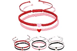 BY ISLA JEWELRY Set of 2 Colorful Heart Beaded Matching Bracelets for Couples and Friendships | Adjustable Couple Bracelets set | Friendships Bracelets set | Couples Gift for Anniversary | Best Friend Bracelets | Gift for Boyfriend Girlfriend | Valentines Gifts | Long Distance Bracelets for Partners