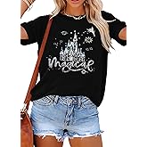 FRYAID Magical Shirt Women Believe in The Magic Tshirt Kingdom Castle Tie Dye Tee Family Holiday Vacation Short Sleeve Tops