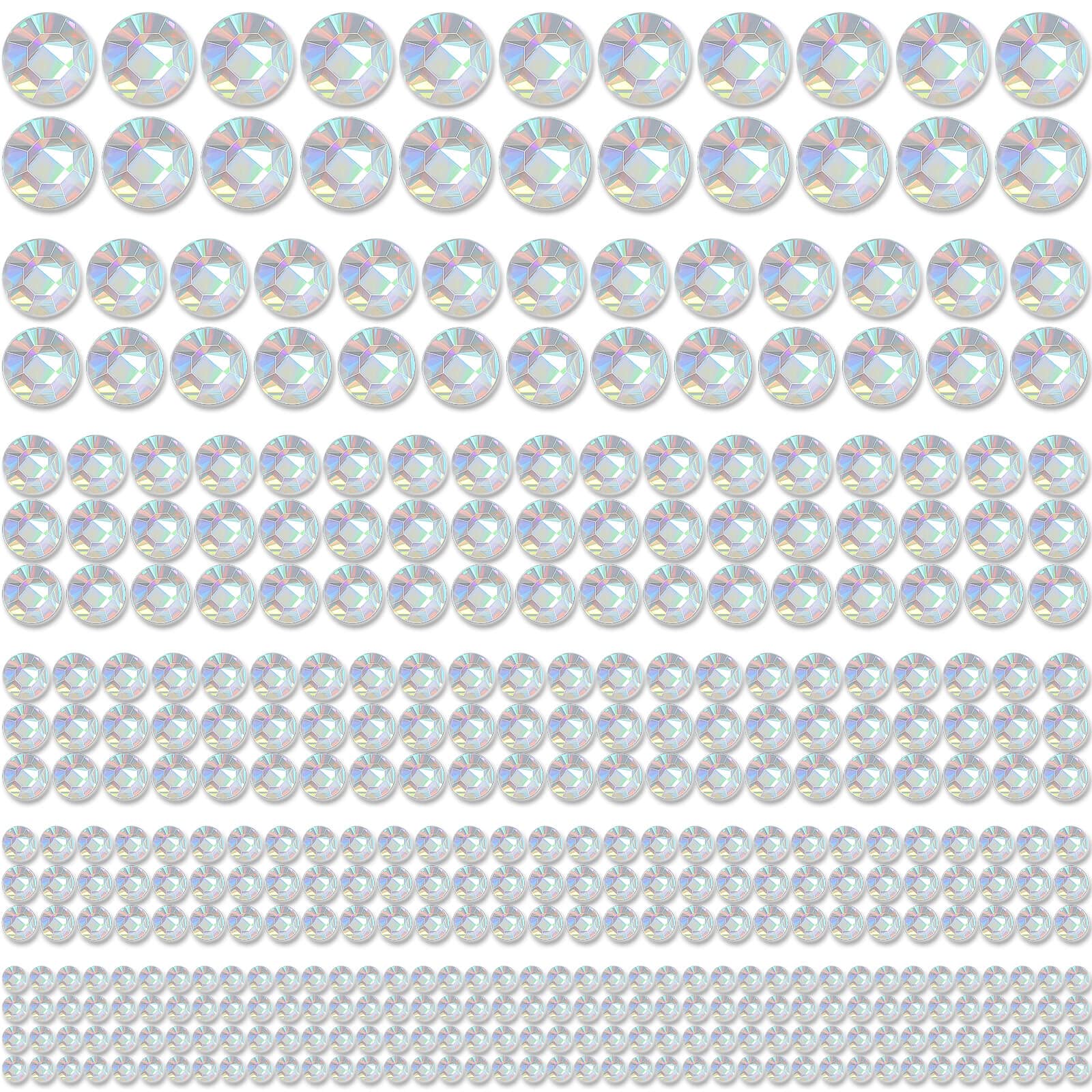 Photo 1 of 1982 Pieces Crystal AB Hair Rhinestones Stickers, Self Adhesive Face Rhinestones Stick on Bling Gems Jewels Stickers for Hair Face Body Makeup Clothes Shoes Bags DIY Craft, 6 Sizes