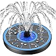 SZMP Solar Fountain Upgrade, 3.5W Solar Powered Bird Bath Fountains with Flower, Outdoor Water Feature Solar Pump with 7-in-1 Nozzles, 4 Fixed Pipes for Humingbirds, Garden, Pool, Pond, and Fish Tank