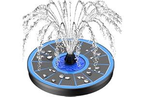 SZMP Solar Fountain Upgrade, 3.5W Solar Powered Bird Bath Fountains with Flower, Outdoor Water Feature Solar Pump with 7-in-1 Nozzles, 4 Fixed Pipes for Humingbirds, Garden, Pool, Pond, and Fish Tank