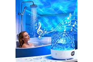 Spa-Like Shower Light with Wireless Speaker, Waterproof Shower Lamp with White Noise, 16-Color Ocean Wave Projector Light wit