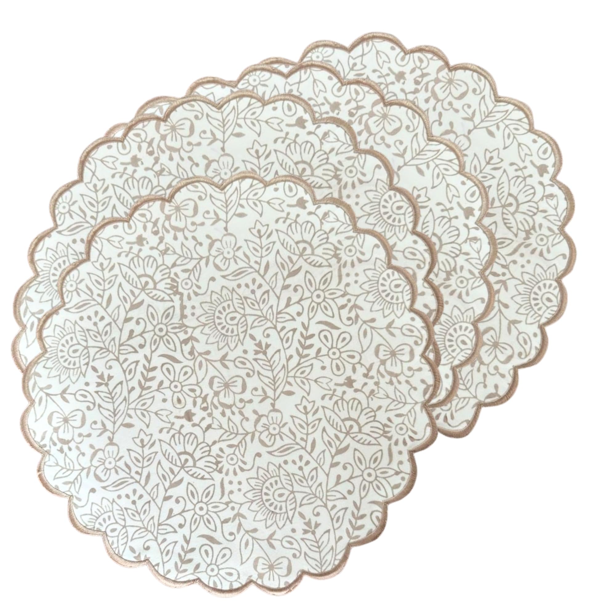 Ridhi Taupe Color Bo-ho Round Place Mat Double
