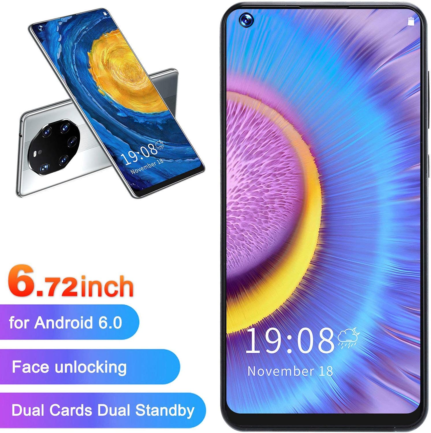 Amazon スマートフォン 本体 Mate50 Rs Simフリー スマホ本体 デュアルsim Android 格安スマートフォン 本体 6 72インチhd 大画面 2gb Ram 16gb Rom 500万画素 0万画素カメラ 携帯電話 顔認証 指紋認証 1年間保証付き エネルギー効率クラスa グレー