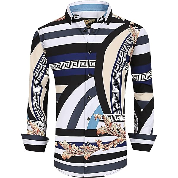 long sleeve designer dress shirts Amazon.com: Slim Fit Dress Shirts for Men Long Sleeve Button Down Luxury  Floral Shirts Fashion Designer Formal Business Party Dress Shirt Black :  Clothing, Shoes & Jewelry