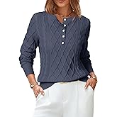 Arach&Cloz Womens Comfy Cotton Blend Cable Knit Casual Sweaters 2025