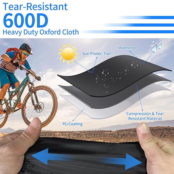 ALLOTEMLASS BIKE COVER FOR CAR RACK FOR TRANSPORT, REAR BIKE RACK COVERS FOR 2 BIKES ON HITCH TRAVEL STORAGE WITH REFLECTIVE STRIPS, QUICK-RELEASE BUCKLES WATERPROOF 600D OXFORD OUTDOOR AND HEAVY DUTY