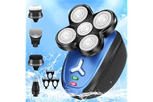 COSUIOVEI Head Shaver for Bald Men,5 in 1 Bald Head Shavers for Men Cordless,Waterproof Wet/Dry 5 Head Mens Electric Razor for Man Face Shaving, USB Grooming Kit Rechargeable Rotary Shaver Gift for Men (Blue)