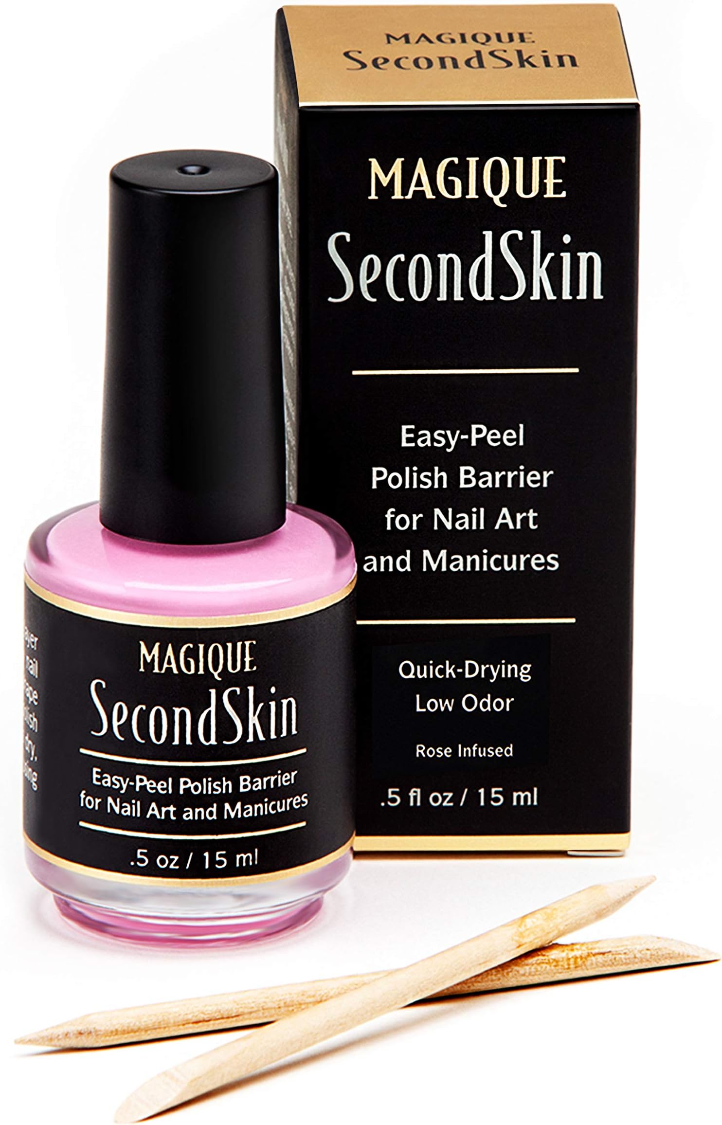 Nail Art Liquid Latex Barrier - Simply Peel Off Liquid Tape - Mess Free Mani & Pedi - Cuticle Guard for Manicures & Pedicures - Nails Edge Protector - Magique Second Skin, 0.5 fl oz