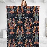 dhakalrlde Aesthetic Lobster Throw Blanket - Plush, Soft, Comfy, Lightweight, Warm, Fuzzy, Cozy and Charming Flannel Blanket Perfect for Couch, Travel, Bed, Office, Outdoor - 50in×60in