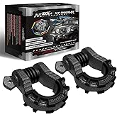 AUTMATCH D Ring Shackles 3/4" Mega Shackle (2 Pack) 68,000Ibs Break Strength - Heavy Duty Clevis Shackles 7/8" Screw Pin & Isolator Washer for Tow Strap Winch Off Road Vehicle Recovery, Grainstone