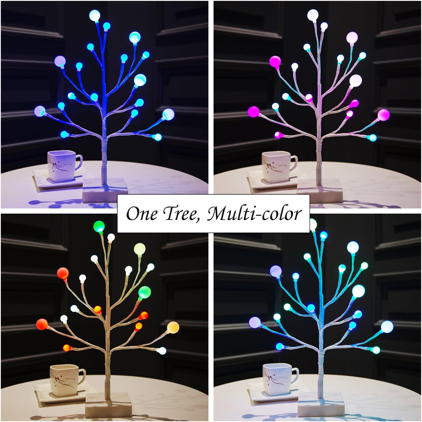 Bolylight LED Tree Multi-Color Frosted Ball Light Table Lamp Night Light Great Decoration for Home/Christmas/Party/Festival/Wedding