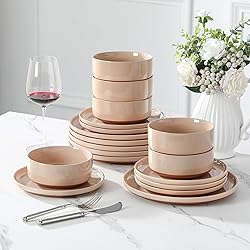 MALACASA Plates and Bowls Sets, 18 Pieces Modern