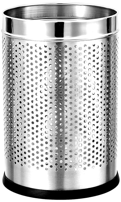 Mochen Stainless Steel Open Dustbin for Home, Office, Kitchen, Bathroom, 5 liters (7 x 11), Hammer Stainless Steel Finish