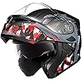 KYPARA Motorcycle Dual Visor Flip up Modular Full Face Helmet with DOT Certification of Impressionism