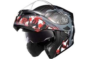 KYPARA Motorcycle Dual Visor Flip up Modular Full Face Helmet with DOT Certification of Impressionism