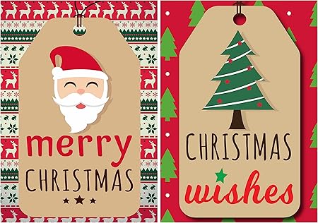 Immagini Sul Natale Divertenti.Confezione Da 20 Biglietti Di Natale 2 Divertenti Targhette Babbo Natale Albero Di Natale Prodotto Nel Regno Unito Da Greetingles Amazon It Casa E Cucina