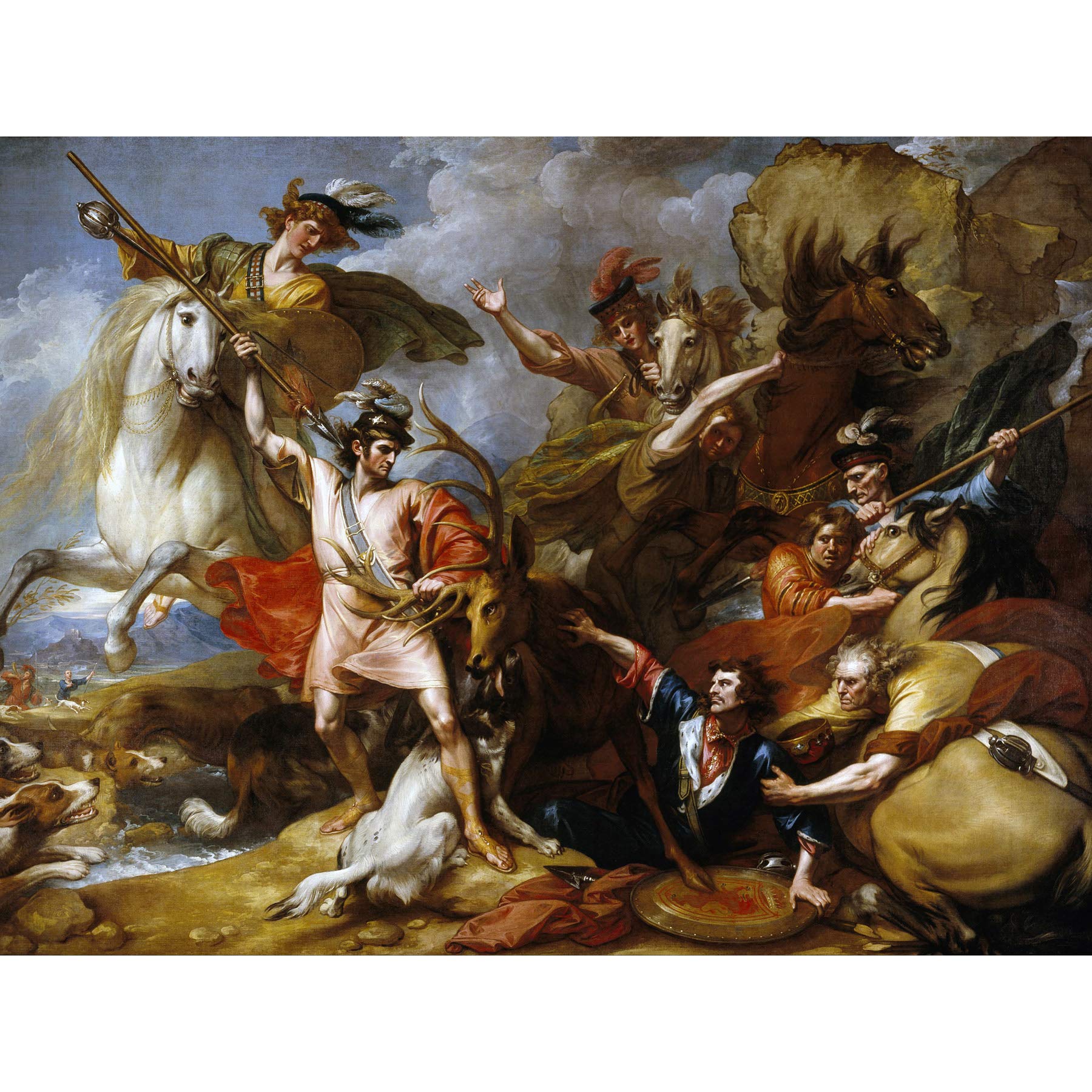 West Alexander III Scotland Rescued Stag Death Painting Large Wall Art Print Canvas Premium Mural