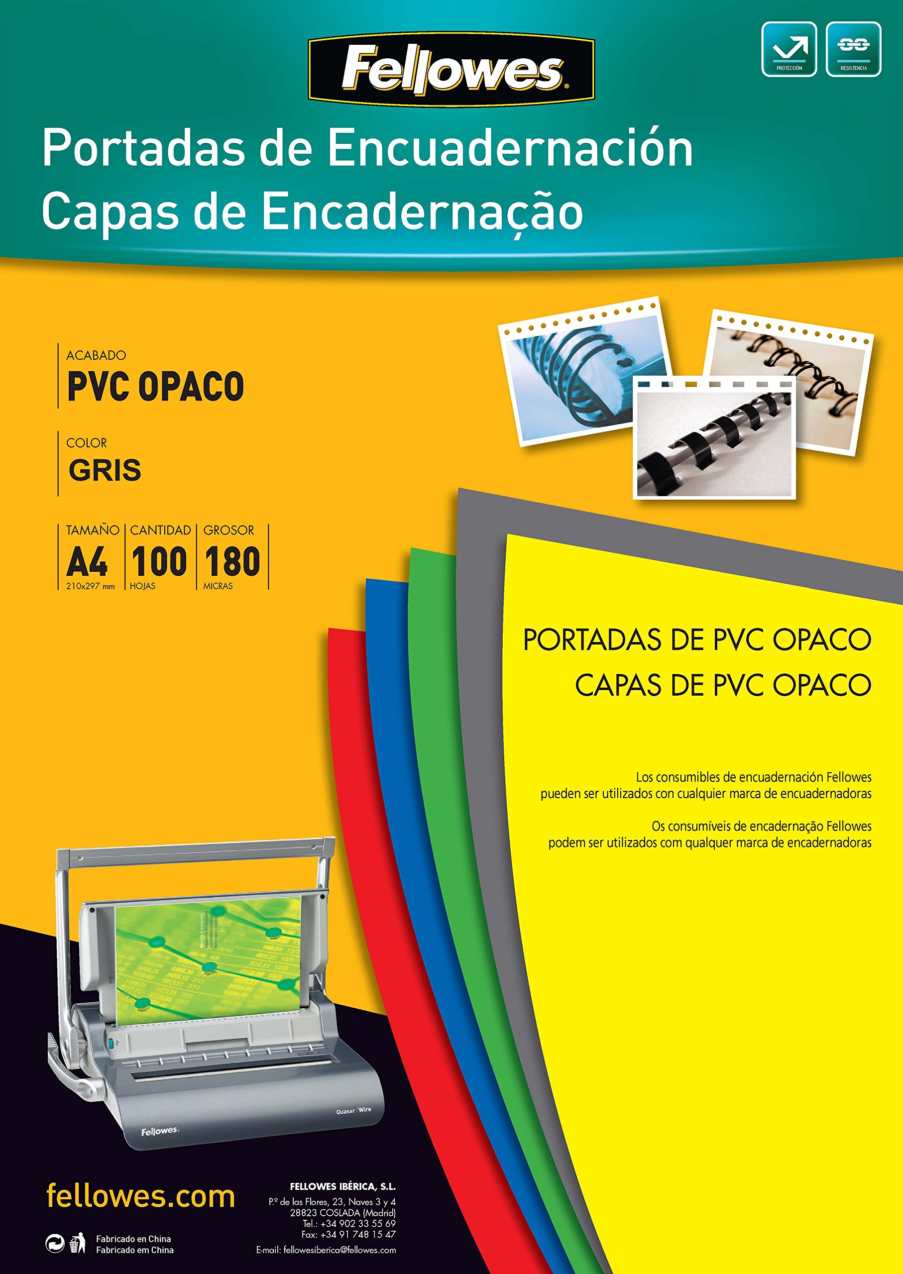 Fellowes 5100401 - Opaque PVC Binding Covers A4 Grey