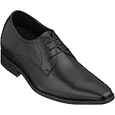CALTO Men's Invisible Height Increasing Elevator Shoes - Black Premium Leather Lace-up Formal Derby Oxfords - 2.8 Inches Taller - Y5011 - Size 9 D(M) US