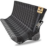 Heatuff Mens Crew Socks, 6 Pairs Cotton Boot Cushioned Socks,Moisture-Wicking Work Hiking & Athletic Outdoor Socks
