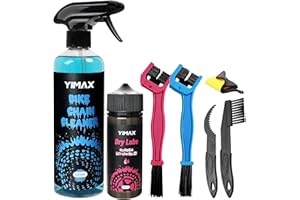 YIMAX Bike Chain Cleaner Set, Bike Cleaners Bicycle Cleaning Kit 120ML Dry Chain Lube and 500ML Cleaning Spray Bike Chain Lubricant with Brushes Cycling Maintenance, Suitable for All Types of Bike