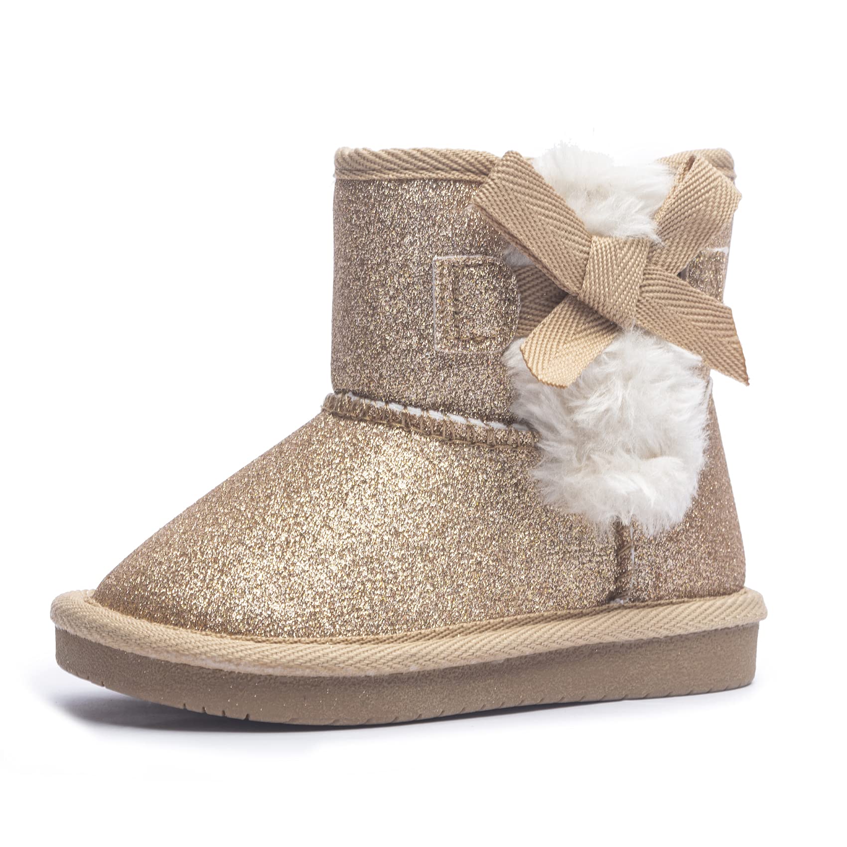 KRABOR Toddlers/Little Girls Boots,Glitter Warm