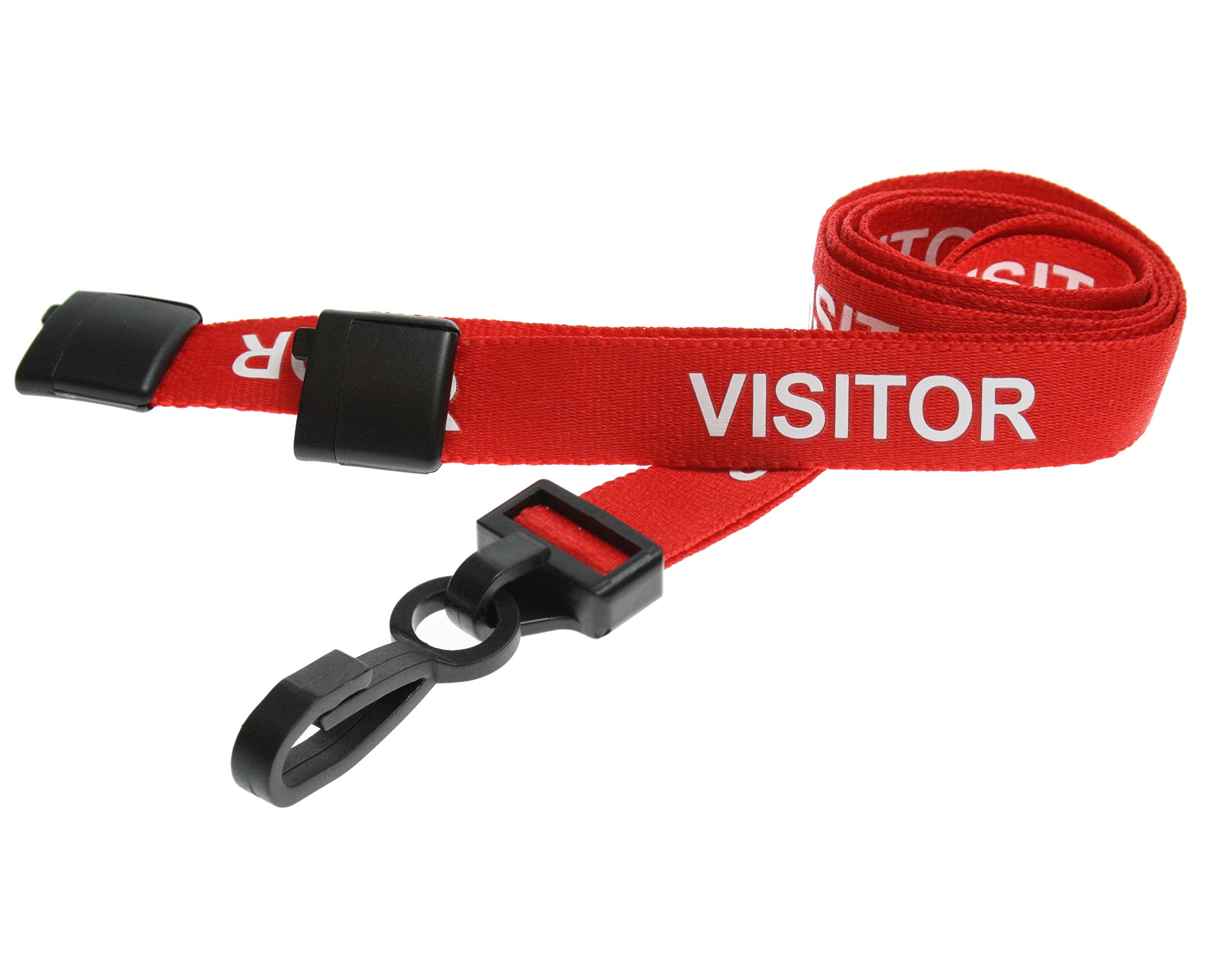 Customcard Visitor Plastic Clip Safety Breakaway Lanyard - Red (Pack of 10), Visitorplastic10