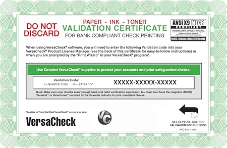 VersaCheck Annual 250 Print Validation Code [Online Code]
