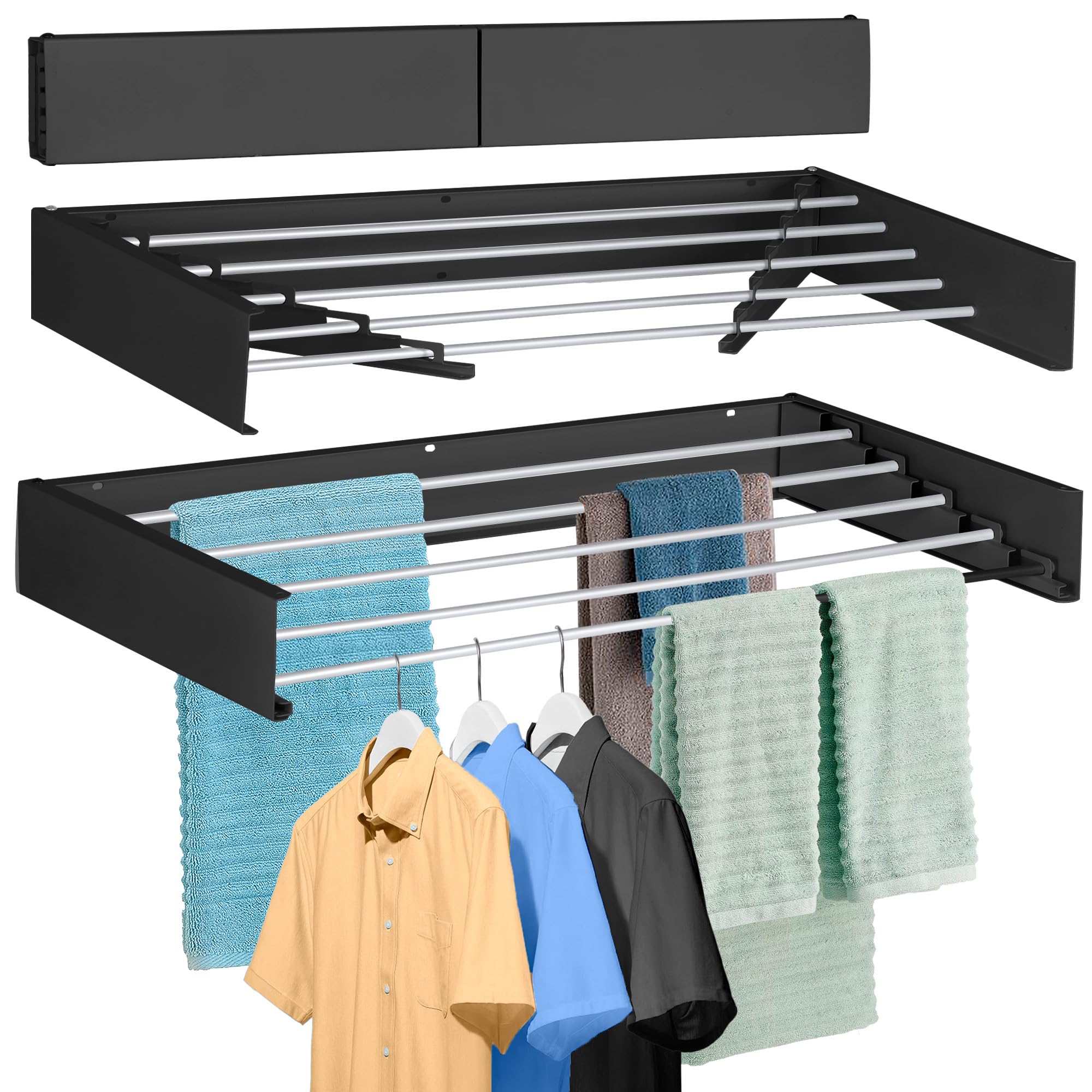 FOCHIER F Laundry Drying Rack Wall Mounted Clothes Drying Rack ...