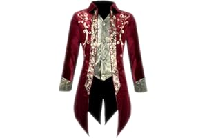AIBEIX Mens Steampunk Medieval Jacket Gothic Victorian Frock Coat Uniform