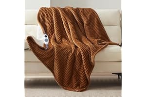 Westinghouse Heated Throw Blanket, Soft Flannel Sherpa Electric Throw with 6 Heating Levels & 2-10 Hours Auto Shut Off, Fast Heating & ETL Certification, Machine Washable, 50x60 Inch, Brown
