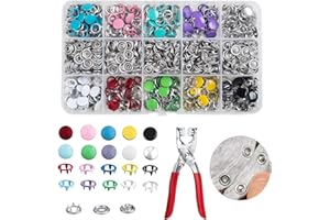 IMNTHO 200 Sets Metal Snap Buttons Kit with Fastener Pliers Press Tool - 800 PCS 9.5mm Snap Fasteners for DIY Crafts, Clothing, Hats, Sewing, and Fabric Projects (Mix)