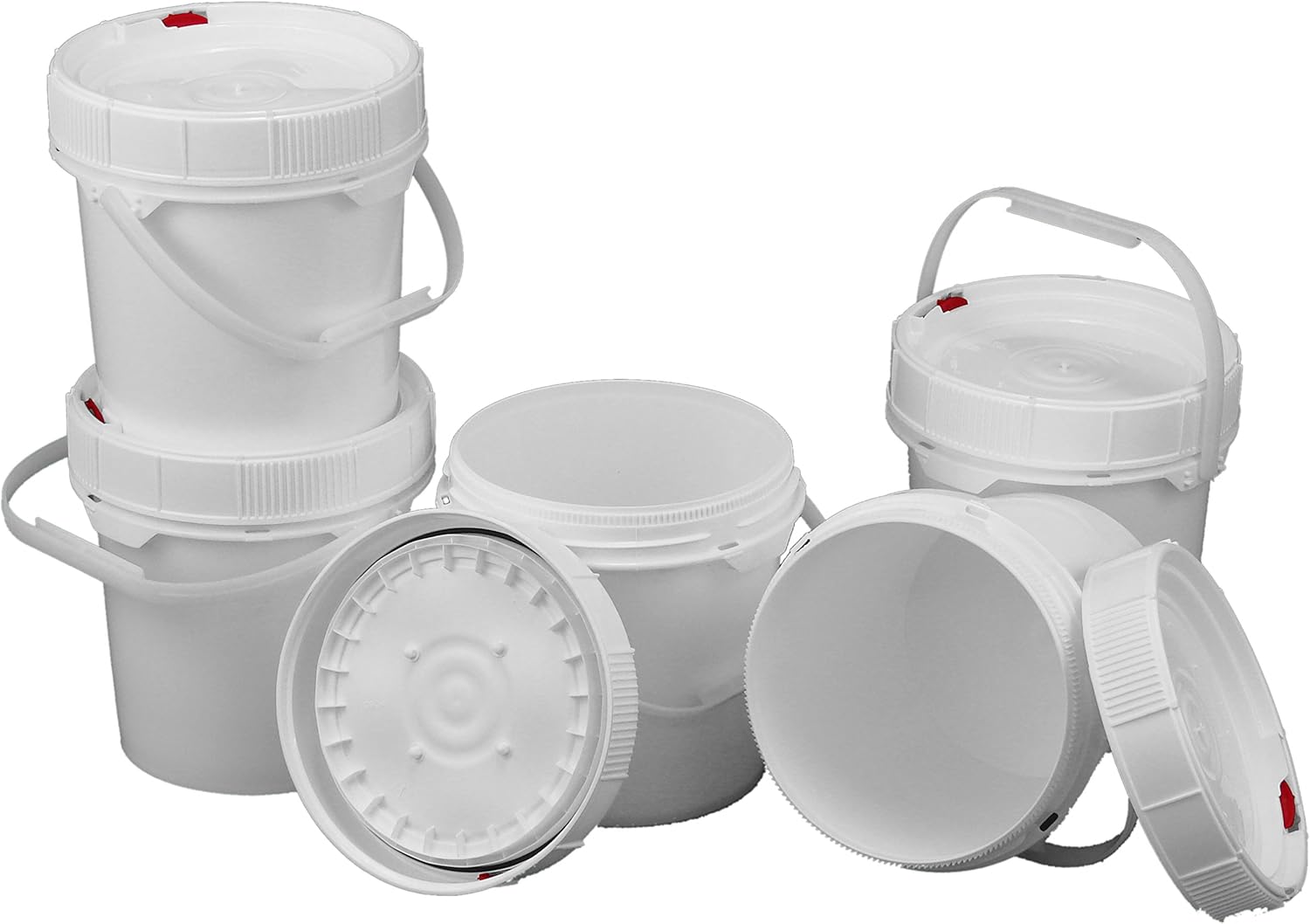 5 Screw Top 62 mil Buckets 1.25 Gallon, White Lids