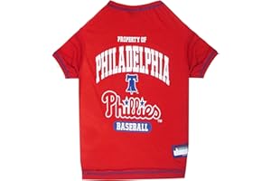 PETS FIRST MLB Philadelphia Phillies Dog T-Shirt, Medium. - Licensed Shirt for Pets Team Colored with Team Logos. - Premium Stretchable Materials for The Comfort of Your Dog & cat.