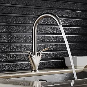 Grifo latón Auralum® cocina grifo mezclador con superficie níquel del