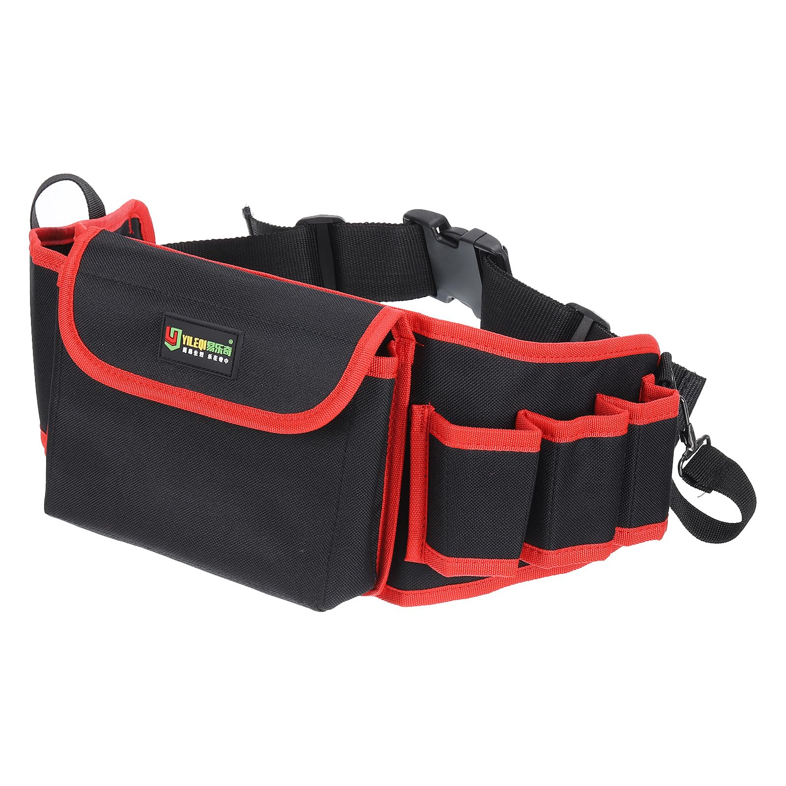 PATIKIL Tool Pouch Belts, Construction Carpenter Electrician Waist Tool Bag Utility Belts Organizer Work Gear Pocket Holder for Men Women, Red