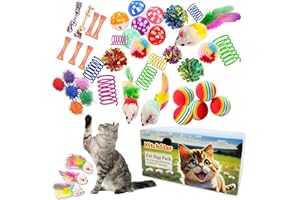 KITCHSTAR 46 PCS Cat Toys for Indoor Cats, Kitten Toys with Cat Spring Toy, Mint Catnip with Crinkle Mouse Ball for Indoor Cats Kittens Exercise
