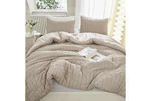 Litanika Queen Comforter Set Khaki, 3 Pieces Lightweight Seersucker Bedding Comforters Sets, Soft Bed Set (90x90In Comforter & 2 Pillowcases)