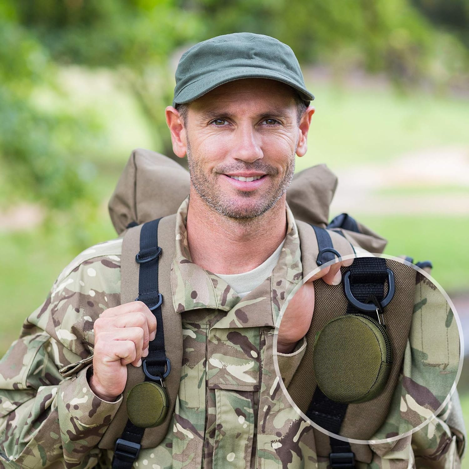 Weewooday 4 Pieces Tactical Pouch Accessories Small Round Pouches with Triangle Buckle Zipper Tactical Bag Case Military Gear Small Bags for Camping Hunting Shooting (Army Green) : Sports & Outdoors