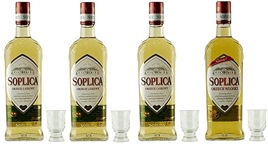 AKTION: 3x Soplica Haselnuss + 1x Soplica Walnuss + 4x Free Shot Glas | Polnischer Haselnuss-/Walnusswodka/-likör | je 32%, 0
