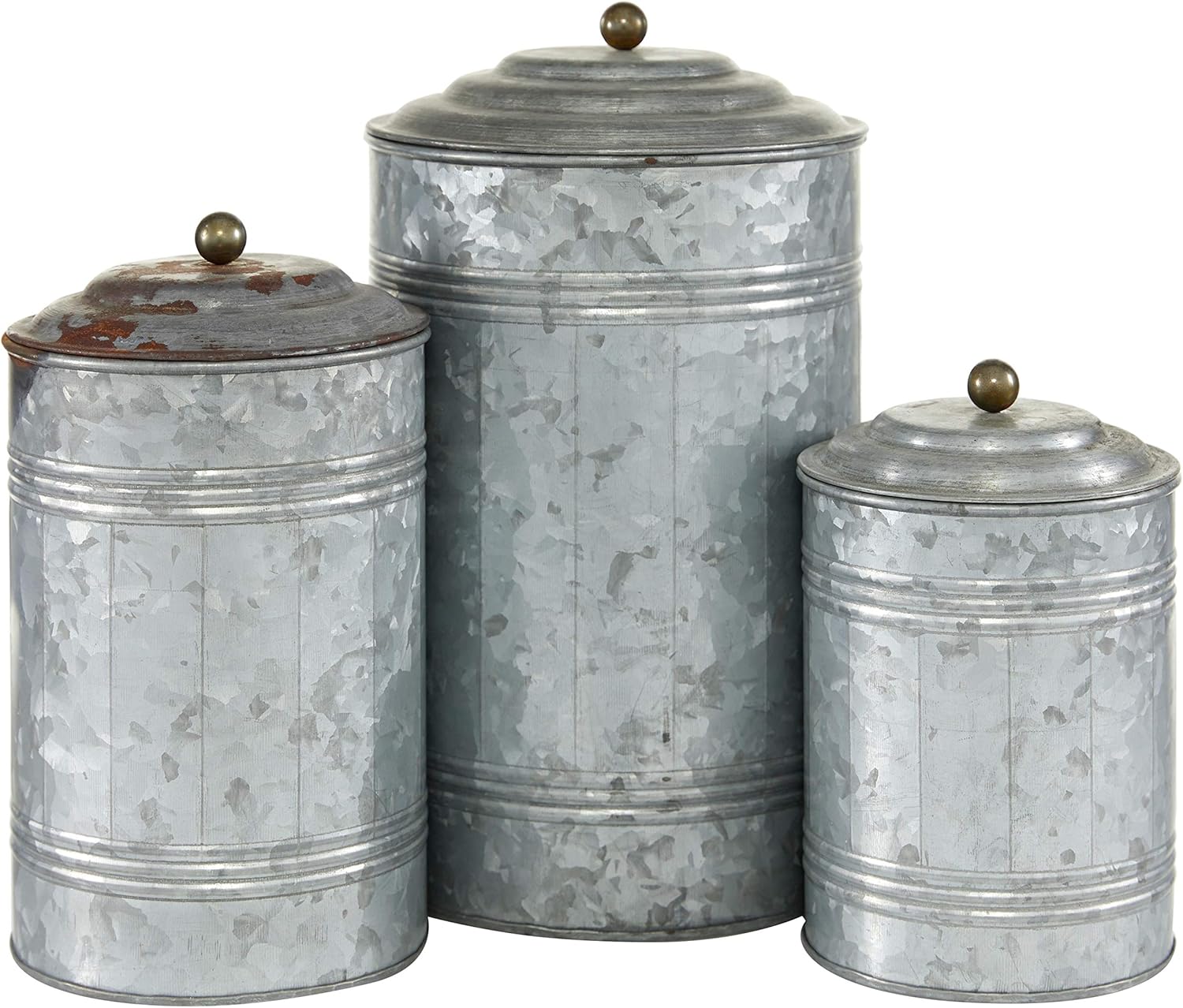 NEW Metal Galvanized Canister 11 By 9 By 7Inch Set Of 3