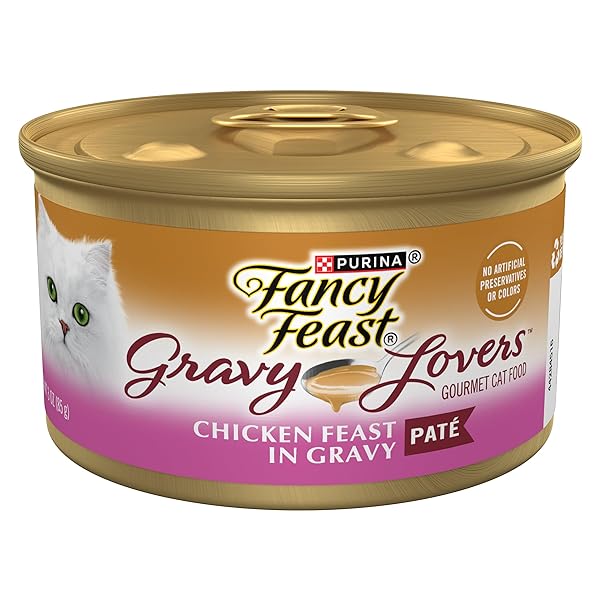 PURINA FANCY FEAST GRAVY LOVERS CHICKEN FEAST PATE IN WET CAT FOOD GRAVY – (PACK OF 24) 3 OZ. CANS