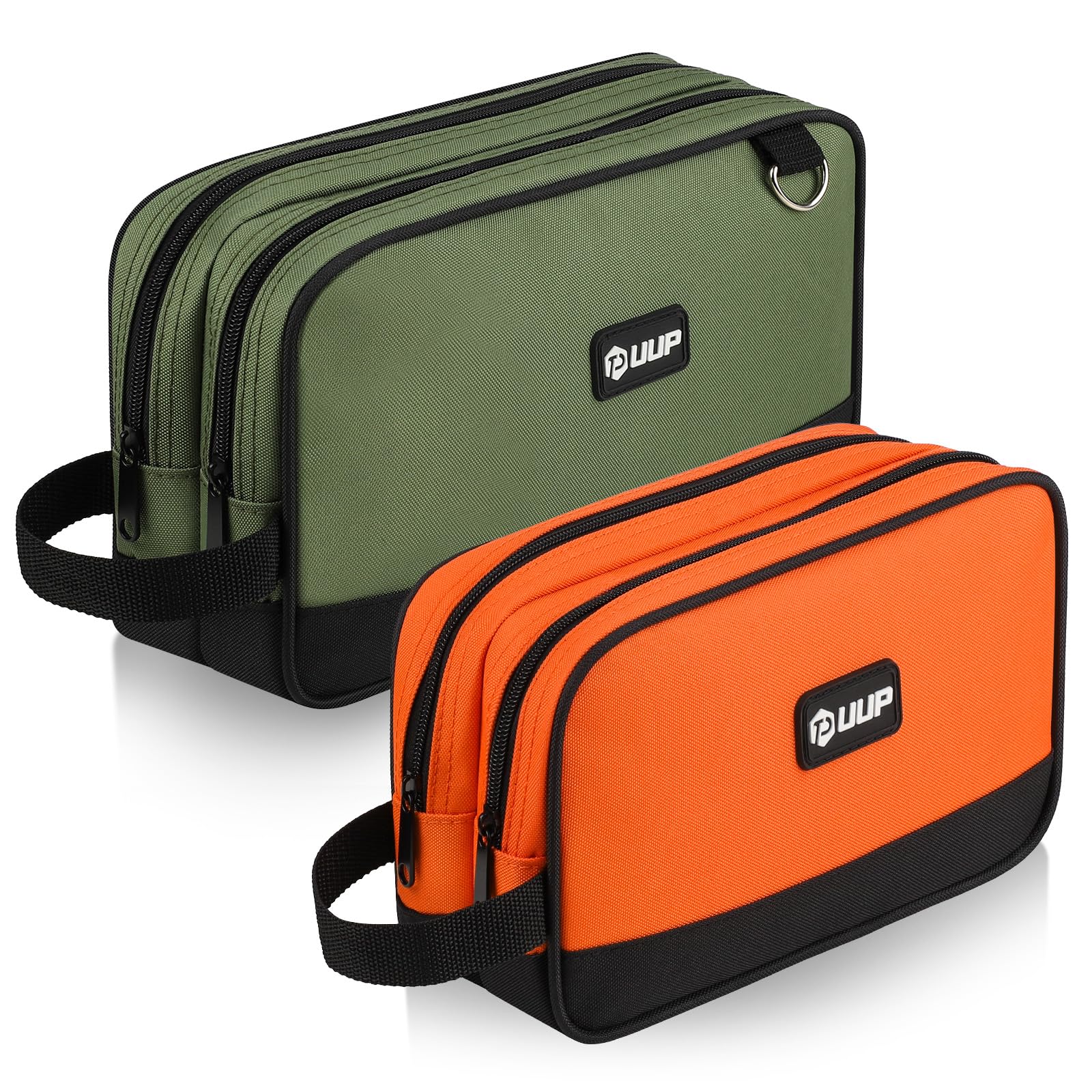 Photo 1 of UUP Small Tool Bag 2 Pack, Zipper Tool Pouch Two Compartments, 10 12 inch Utility ToolBag with Carrying Handle, Tool box Storage Organizer for Electrician Mechanic, Gift for Men Dad, Orange/Green