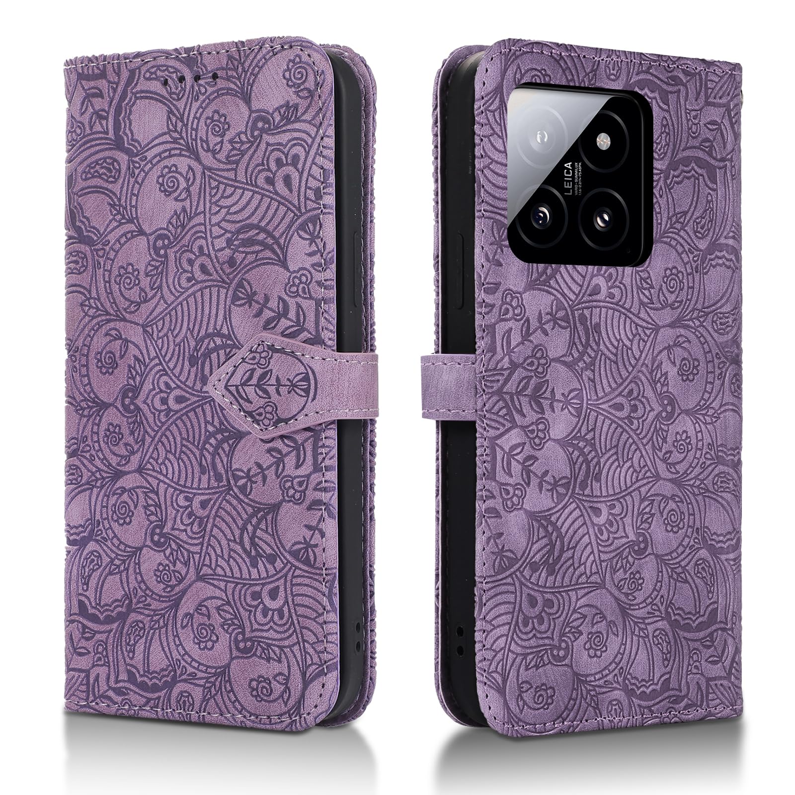 Succtopy Case for Xiaomi 14 Pro 5G - PU Leather Flip Case with Magnetic Closure, Book Cover, Wallet Cover - Purple — image 1