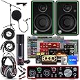 Focusrite Scarlett 2i2 Studio 3rd Gen USB Audio Interface and Recording Bundle with Monitors, Boom Microphone Stand, Microphone Cable, Pop Filter and Interconnect Cable (6 Items)
