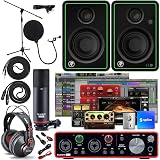 Focusrite Scarlett 2i2 Studio 3rd Gen USB Audio Interface and Recording Bundle with Monitors, Boom Microphone Stand, Microphone Cable, Pop Filter and Interconnect Cable (6 Items)
