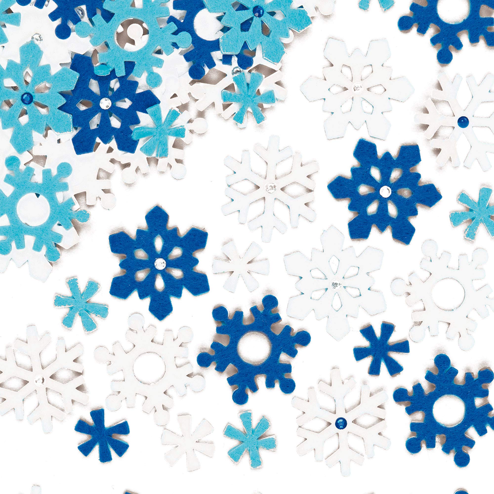 Baker Ross EX5442 Felt Snowflake Stickers for Kids' Crafts and Art Projects, Cards, Party Bags, and Decorations (Pack of 78)