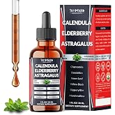 Tenmido 9in1 Calendula Tincture with Elderberry, Astragalus, Chamomile, Dandelion, Neem, Yellow Dock, Slippery Elm, and Marshmallow Root - Vegan, Non-GMO | 30ml 1Fl Oz